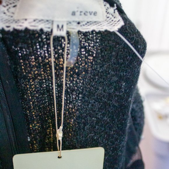 A'reve Black & Gray Polkadot Dress sz m - Picture 5 of 5